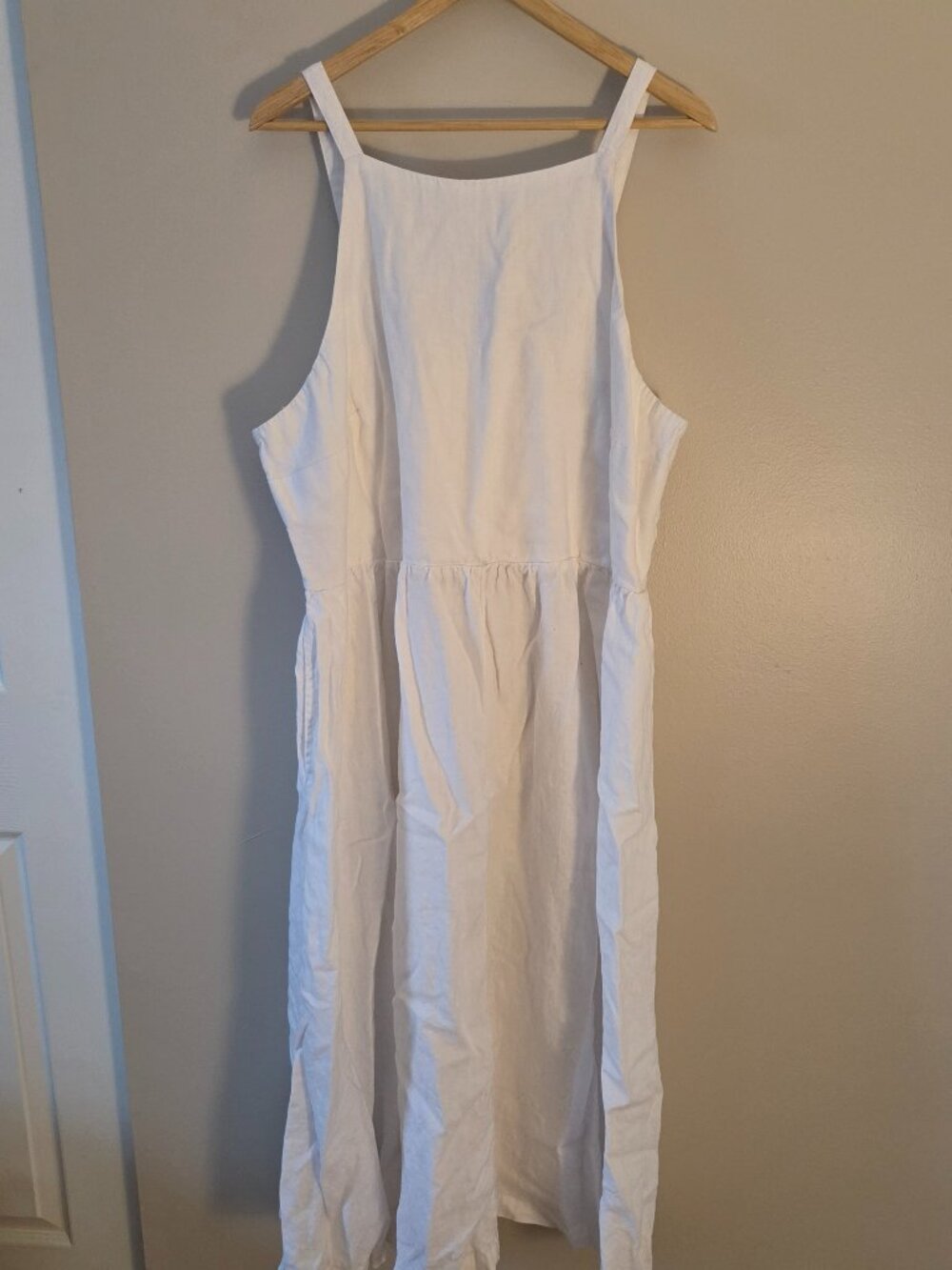 Lands' End - Plus Size Linen Sleeveless Midi Dress - White - 2X (20W-22W)